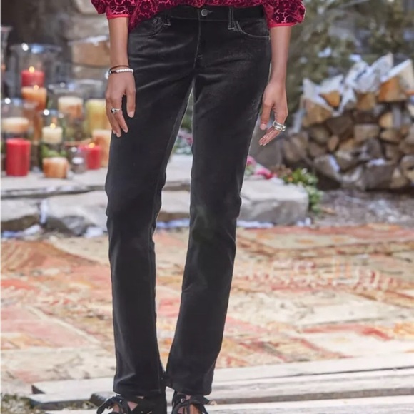 Sundance Velveteen Jeans Black Size 6 Stretch Velvet Quiet Luxury Academia Mod - Picture 8 of 16